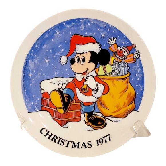 Schmid 1977 Mickey Mouse Christmas Collectors Plate Santa Disney - Picture 1 of 3